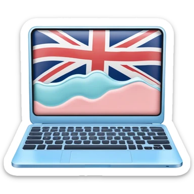 pastel melted laptop on the screen British flag sticker