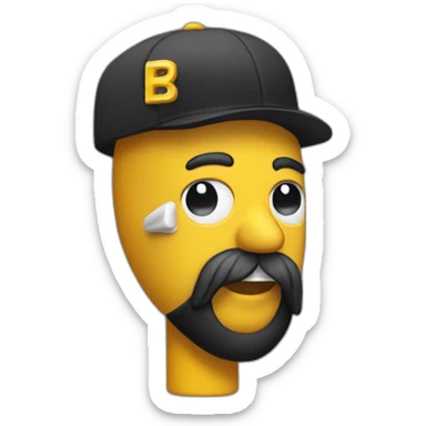 pez Reineta con barba, ropa amarilla y una gorra negra sticker