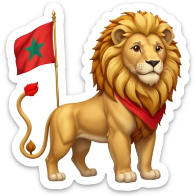 A atlas lion holding a morocco flag sticker