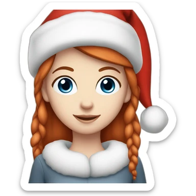 white-girl-red-hair-blue-eyes-wearing-santa-hat sticker