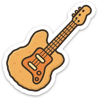 flat toon style chicken nugget guitar sticker