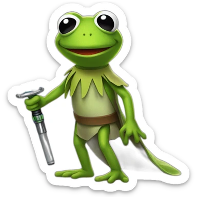Kermit the frog holding a lightsaber sticker