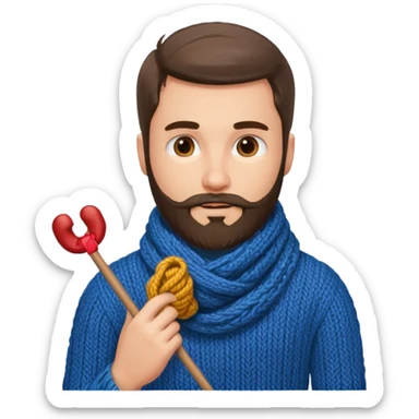 man with beard knitting sticker