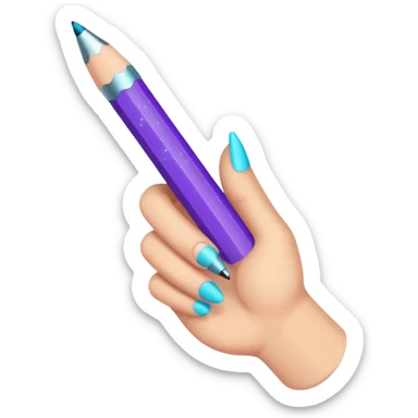 Glitter Purple and Cian pencil hand write  sticker