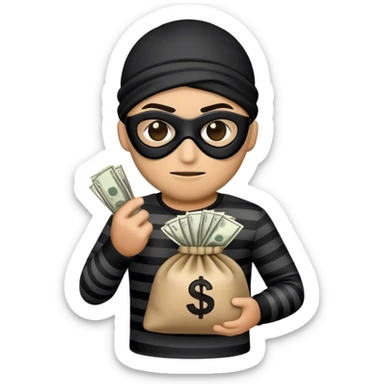 A robber emoji with a bag of money in their hands sticker