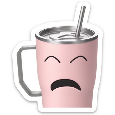 Light pink 40oz Stanley tumbler with handle and straw sticker