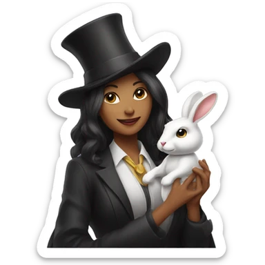 female Magician pulling rabbit out of hat sticker