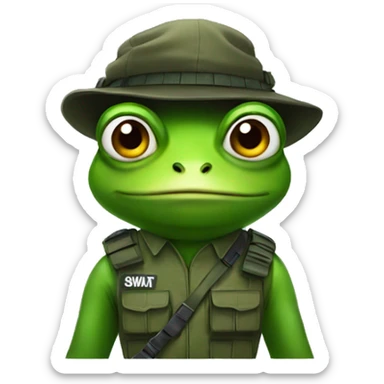 frog wearing in swat costume  sticker