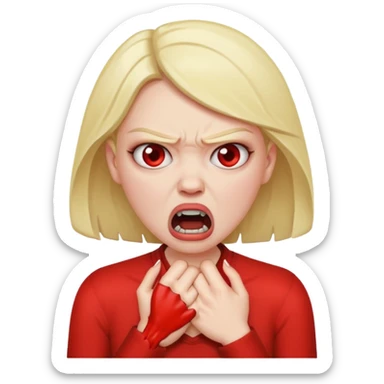 angry woman choking herself sticker