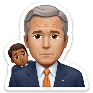 emoji of the world trade center with a plane crashed into it and george bush on a phone in front of it sticker