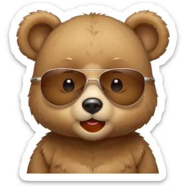 The face of a cute baby bear with sunglasses (thin cheeks, not much hair) sticker