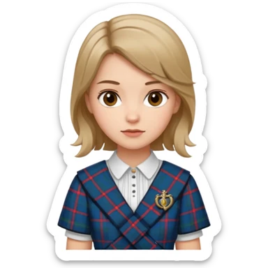 female with scottish attire and dark blonde hair sticker