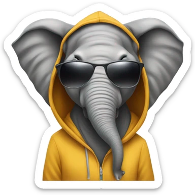 Elephant in a hoodie and sunglasses sticker