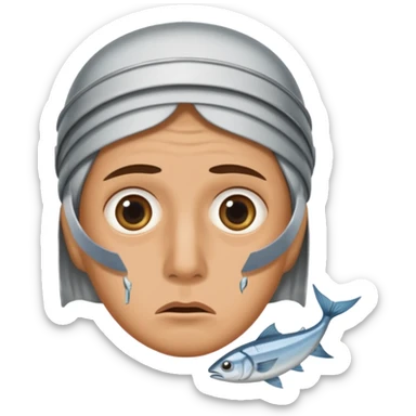 una persona con cara de anchoa preocupado con cara de anchoa el pez anchoa pero en la cara las anchoas sticker
