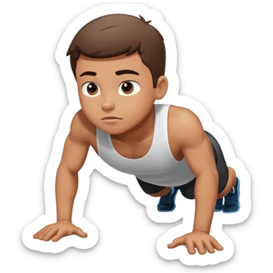 Chico haciendo flexiones tras perder jugando al ordenador sticker