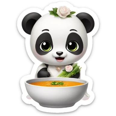 Baby panda bride marrying bowl of soup sticker