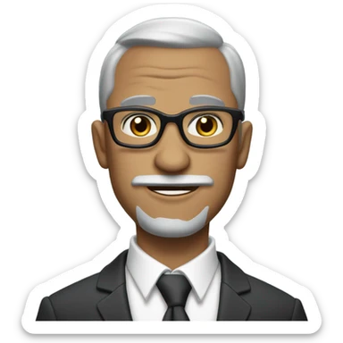 al roper with small round face and suit and glasses and buzz cut and small black eyes and small gray beard and small black eyes and wrinkled forehead sticker