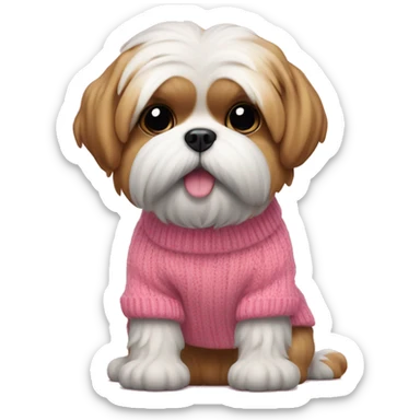 shitzu (caramel colors) with a pink sweater sticker