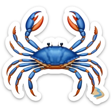 A blue crab with eight legs and two pincers sticker