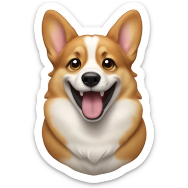 corgi with a rawr fac sticker