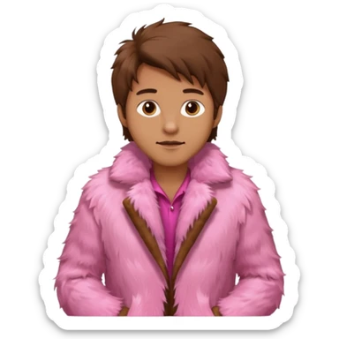 Pink fur coat male sticker
