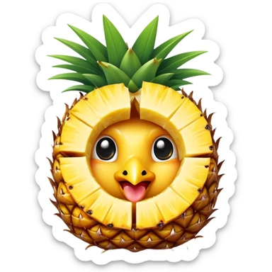 General tso chicken inside of half a cut open hollow pineapple  sticker