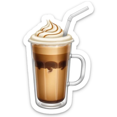 aesthetic iced coffee inside glass cup with glass straw and vanilla foam sticker