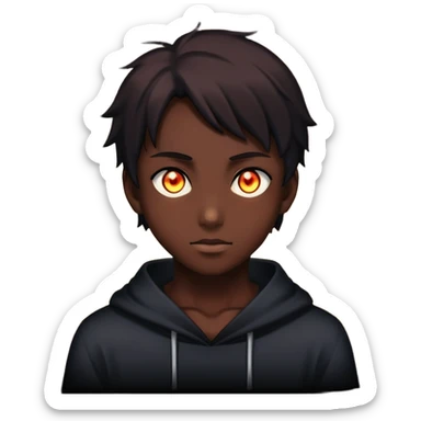 silhouette of a person with glowing eyes in darkness, mysterious anime character sticker