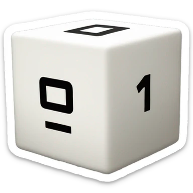 Create an emoji of a cube-shaped object with number 0 and 1 displayed on its surfaces, representing a matrix or data grid. sticker