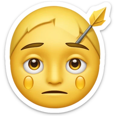 smile,two tears, arrow lke eyes and head tilted a little emoji yellow sticker