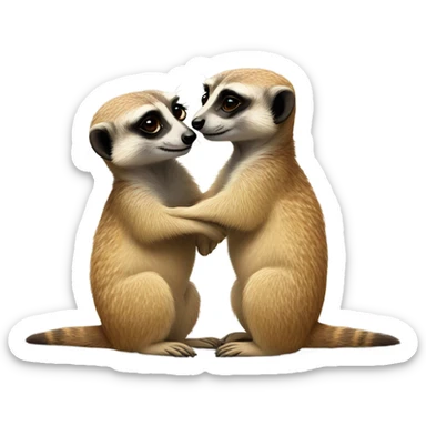 Two meerkats hugging each other  sticker