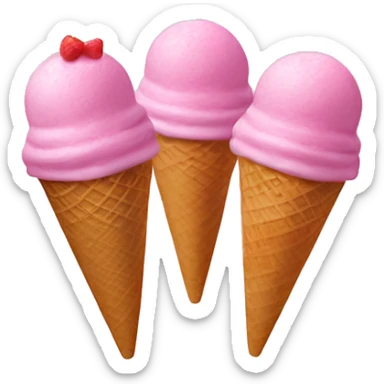 Three ice cream scoops in a pink cup  sticker