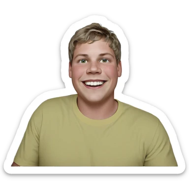smiling boy in yellow shirt sticker