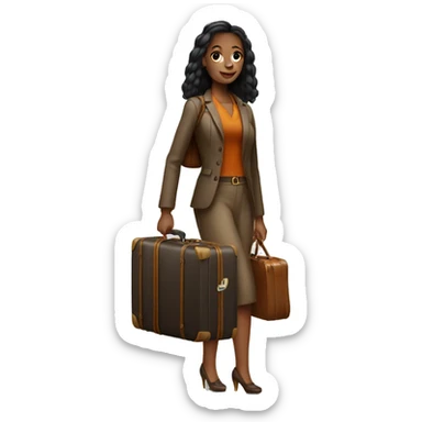 women with a suitcase LV sticker