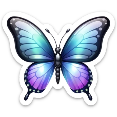 Glossy shiny iridescent gradient Obsidian glass crystal butterfly sticker