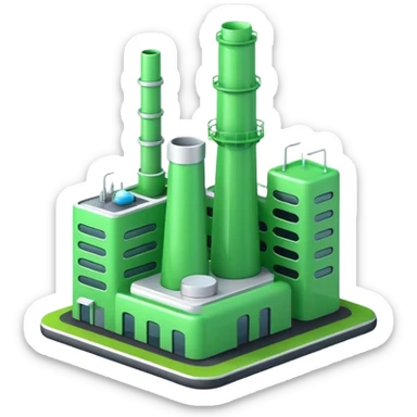 high quality green color factory, cool and modern design, visually appealing sticker