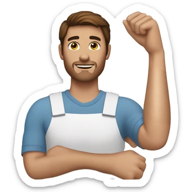 Brown hair man with cast on arm sticker