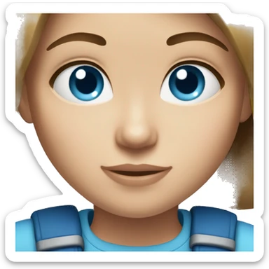 Brunette girl with straight hair and blue eyes and light skin sticker