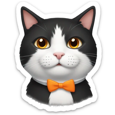 Tuxedo cat with orange bow collar sticker