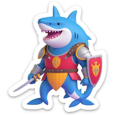 anthropomorphic shark wearing knight armor sticker