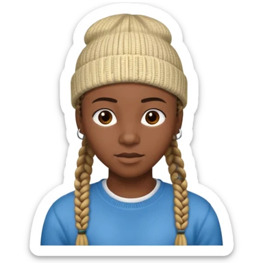 an african teen with cornrows and wears a beanie sticker