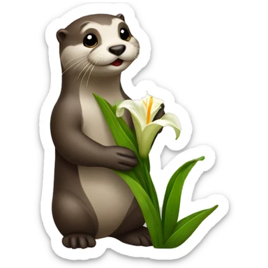 Otter holding a lilly of the vally sticker
