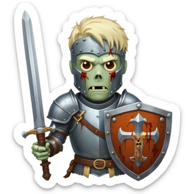 zombie Knight holding sword and shield sticker
