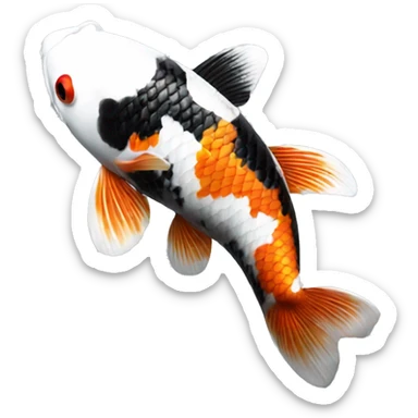 Black + Orange + White realistic koi fish  sticker