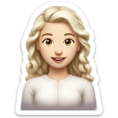 slavic girl with smile, white skin and pink light lips sticker