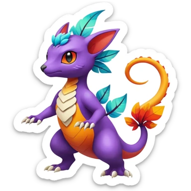 Elemental magical colorful exotic animesque Pokémon-Fakémon-animal-creature sticker