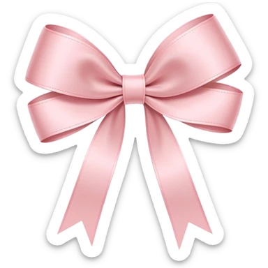 Ultra-thin and long single-loop ribbon bow, light pink, no extra loops, no puffiness, sleek, minimalist, delicate, extremely narrow tails, elegant and refined sticker