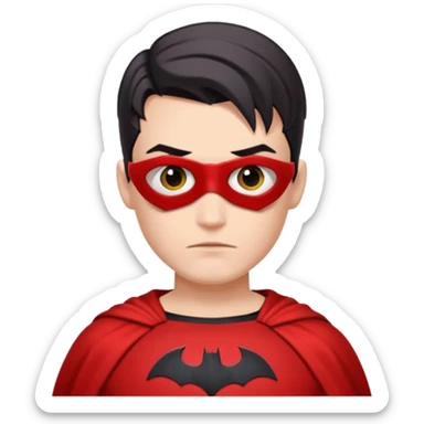 young man has a spyk red shirt as Batman  sticker