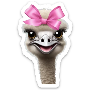 ostrich with pink bow on head sticker