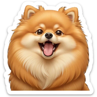 Cinematic Cute Yawning Orange Pomeranian Portrait Emoji, Head tilted slightly with a dramatic, wide-open yawn, showcasing a soft, fluffy orange Fur with a subtle shimmer, floppy ears slightly drooping, round brown eyes barely open in drowsy contentment, Simplified yet irresistibly adorable features, highly detailed, glowing with a soft, cozy glow, high shine, relaxed yet expressive, stylized with a touch of whimsy, bright and endearing, soft glowing outline, capturing the essence of a sleepy yet affectionate companion, so drowsy it feels like it could stretch right out of the screen and curl up for a nap! sticker